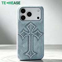 Fabricant d'étuis de téléphone, logo personnalisé, motif en denim croisé, housse de téléphone portable, vente en gros d'accessoires de téléphone portable, PU, commande OEM ODM