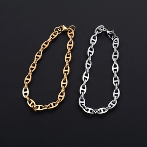 Bracelet rond en acier inoxydable de 6 mm de large, chaîne en forme de grain de café, bracelet pour femmes, accessoires de bijoux - Product Image 1