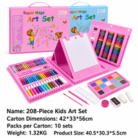 Ensemble artistique pour enfants de 208 pièces, kit de dessin, peinture et coloriage avec marqueurs, crayons de couleur, crayons gras, aquarelles et planche à dessin