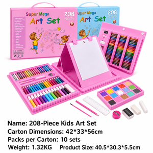 Ensemble artistique pour enfants de 208 pièces, kit de <span class=keywords><strong>dessin</strong></span>, peinture et coloriage avec marqueurs, <span class=keywords><strong>crayons</strong></span> de couleur, <span class=keywords><strong>crayons</strong></span> gras, aquarelles et planche à <span class=keywords><strong>dessin</strong></span> - Product Image 3