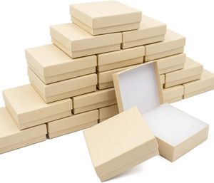Scatole Regalo in Cartone Marrone per Gioielli 3,5*3,5*1 Pollici, Ideali per Esporre Collane, Anelli, Bracciali, Orecchini - Product Image 1