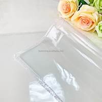 Housse de table en PVC transparent, imperméable, personnalisé avec bord de fil à coudre