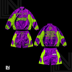 Completo da <span class=keywords><strong>Uomo</strong></span> Autunnale Taglie Forti: <span class=keywords><strong>Tuta</strong></span> Sportiva Leggera <span class=keywords><strong>in</strong></span> <span class=keywords><strong>Cotone</strong></span> con Giacca a Vento e Pantaloncini per Comfort e Stile - Product Image 1