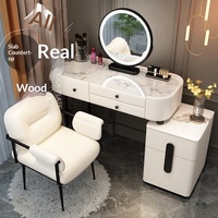 Table de maquillage mobile en bois massif, style luxe léger et moderne, avec rangement, pour chambre à coucher, salon, petit appartement, fabriquée au Fujian