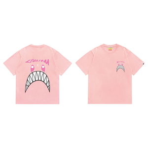 Été Unisexe pour <span class=keywords><strong>Bape</strong></span> pour Shark T-Shirt High Street Trendy Brand Wholesale Short Sleeve Solid Pattern Loose - Product Image 3