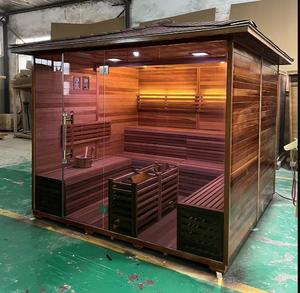 Sauna carré extérieur <span class=keywords><strong>en</strong></span> <span class=keywords><strong>bois</strong></span> écologique 8-10 personnes <span class=keywords><strong>Cabine</strong></span> <span class=keywords><strong>de</strong></span> sauna <span class=keywords><strong>en</strong></span> cèdre rouge avec vestiaire ou salle <span class=keywords><strong>de</strong></span> <span class=keywords><strong>douche</strong></span> - Product Image 4
