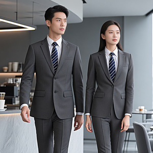 Women's Professional <b>Wool</b> Suit Gray Formal Work Uniform For Office Hotel Bank Staff - Product Image 1