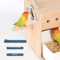 Nichoir carré en bois pour perroquets, à suspendre en extérieur, avec tiroir et perchoir, pour perruches, conures solaires, agapornis, personnalisable