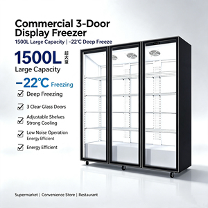 Congélateur vertical commercial à 3 portes vitrées de 1500 L, certifié CE, directement de l'usine, avec vitrine réfrigérée - Product Image 1