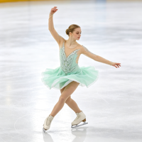 Robe de patinage vert menthe à col rond, manches longues en maille nude, ornée de feuilles en strass, pour enfants et adultes, compétition et performance