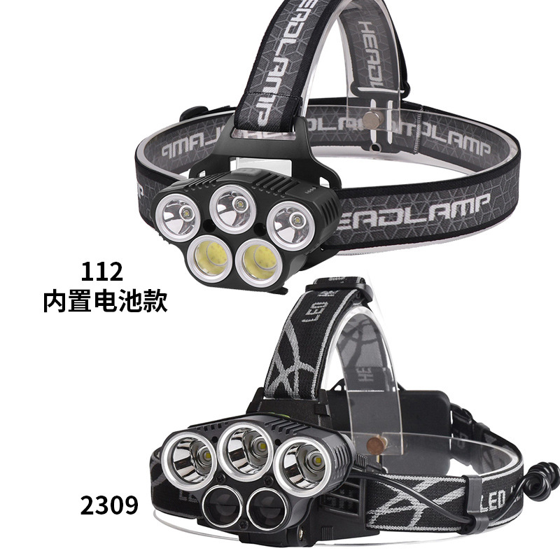 Linterna frontal negra 112 con cable USB incorporado