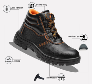 أحذية أمان بالجملة جلد تمنع الانزلاق نعل مطاطي مصنوع من الصلب أحذية أمان للعمل - Product Image 5