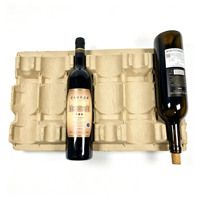 Plateau à vin en pulpe moulée pour 6 bouteilles, biodégradable, recyclable, insert en pulpe de papier pour l'emballage et l'expédition de bouteilles de vin