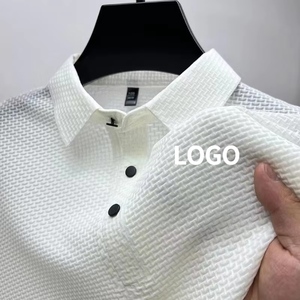 T-shirt Business Casual da uomo di fascia alta da uomo 180 grammi di seta di ghiaccio manica corta in maglia <span class=keywords><strong>sottile</strong></span> traspirante tinta unita - Product Image 4