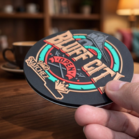 Sous-verres ronds en PVC souple avec logo personnalisé en 3D, tapis en silicone plastique avec logo en relief pour tasses