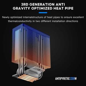 Enfriador de CPU Jungle Leopard KF401 PWM LED con 4 tubos de calor directos, procesador de 220W TDP para AM4/AM5 Intel LGA115x 1200 1700 - Product Image 5