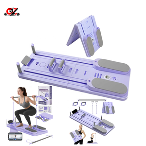 Portable Home Foldable Pilates <b>Board</b> Multifunctional Reformer Abdominal Core Trainer A_B Roller <b>Wheels</b> Exercise for Unisex - Product Image 1