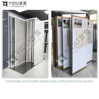 Présentoir coulissant pour dalles de carrelage, en métal blanc, multi-panneaux, pour échantillons de pierre, stand d'exposition pour marbre, quartz, porcelaine grand format