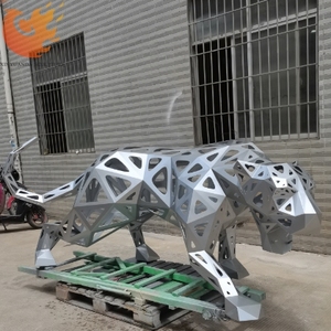 OEM/ODM figure géométrique et technique de galvanoplastie sculpture animale en acier inoxydable <span class=keywords><strong>statue</strong></span> léopard/guépard conception sculptée en creux - Product Image 6