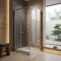Cabine de douche encadrée Alcove 60x32 pouces avec paroi coulissante transparente de 8 mm et niche à trois côtés