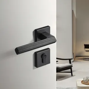 Internal Black Lever Square Matt Black Zinc Aluminum Privacy Door Handle