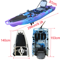 Kayak de pêche en mer Vicking de 9 pieds avec propulsion à pédales, 1 personne, hélice en HDPE, canoë modulaire prêt pour moteur