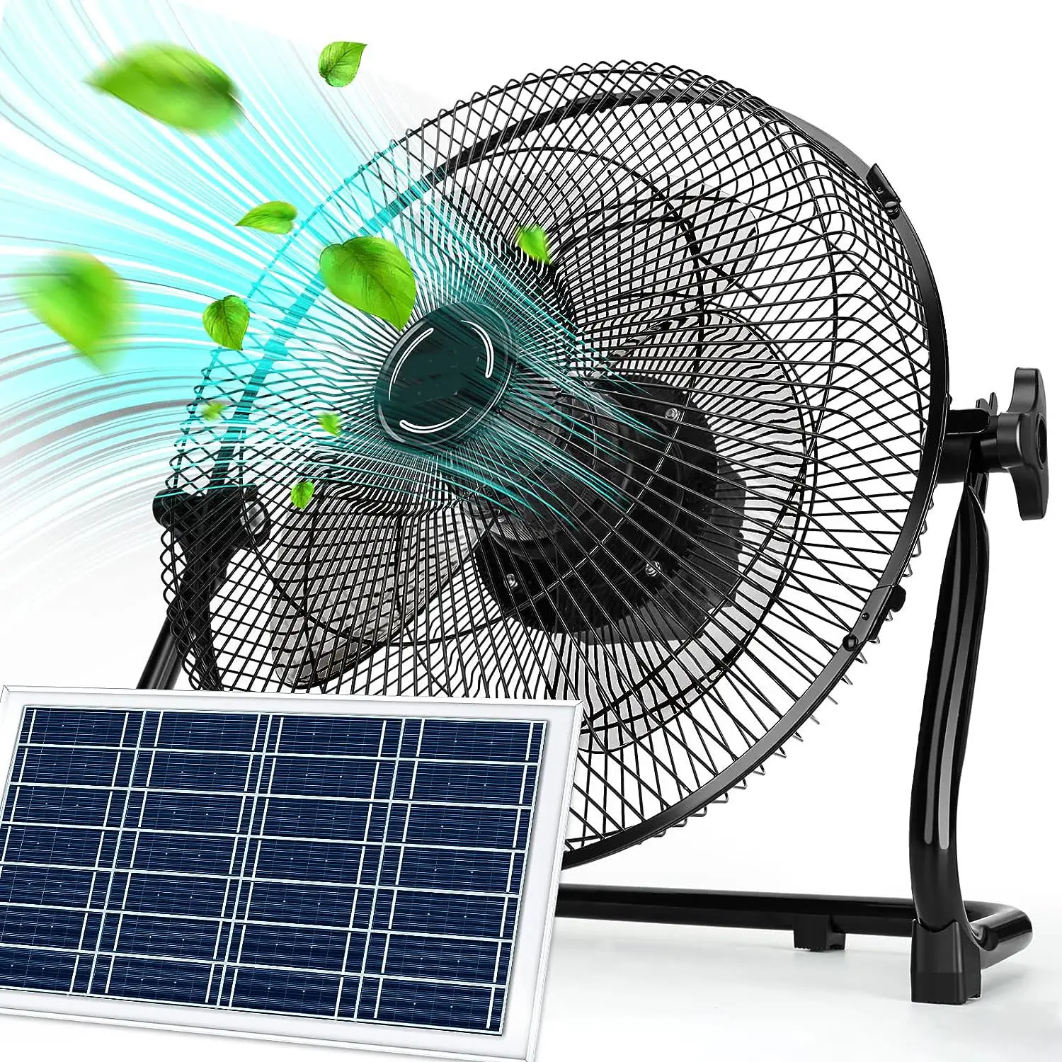 Energy saving portable 12 inch 15w solar panel indoor outdoor solar powered fan solar fan