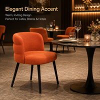 Fauteuil d'appoint en bouclette orange brûlé, chaise moderne pour l'hôtellerie avec dossier incurvé enveloppant pour hôtel et restaurant
