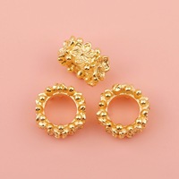 Perles d'espacement florales creuses en laiton plaqué or 18 carats, à grand trou de 6 mm, 8 mm, 10 mm, anneaux de séparation pour la fabrication de bijoux faits main