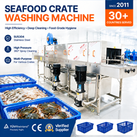 Laveuse-Extracteur Entièrement Automatique WINBOND en Acier Inoxydable 304 pour Caisses de Viande et Fruits de Mer, Nettoyage à l'Eau Chaude, Stérilisation et Rinçage