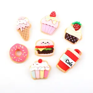 Hete Verkoop Mooie Ijsje Cupcake Donut Ontwerp Flatback Kunstmatige Voedsel Hars Charme Voor Sleutelhanger Sieraden