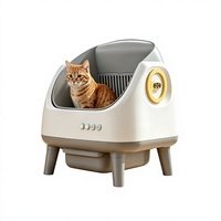 Bac à litière intelligent entièrement automatique pour chat, autonettoyant, électrique, en PP/ABS, blanc/gris, pour usage domestique