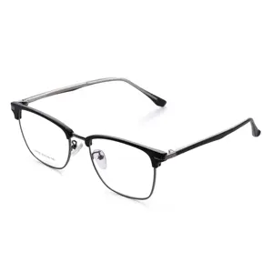 Italy Designer RetroPremium Fancy Half Frame Titanium Optical Eyeglasses Frame With Black Temple Tips 20187#