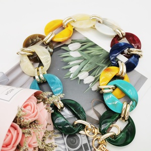 Gói Cá Tính Chuỗi Acrylic + Kim Loại Tortoise Shell Acrylic Nâu Chuỗi Với Hình Bầu Dục Liên Kết Chuỗi Túi Xách Phụ Kiện - Product Image 2