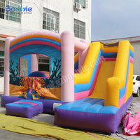 Château gonflable aquatique commercial sur le thème des coraux arc-en-ciel, avec toboggan, en PVC, facile à installer, combo château gonflable et structure de saut.