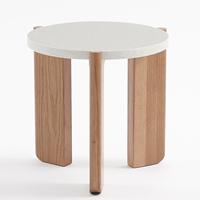 Table basse en pierre de Quartz, pieds en bois massif, de style moderne, Unique, meuble de salon, idéal pour les loisirs, 4 pièces
