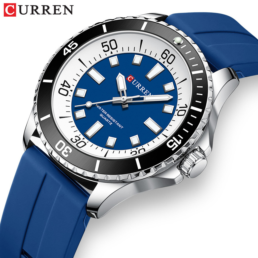 CURREN Orologio Uomo Cronografo Quarzo – Cinturino Pelle, Quadrante Blu, Data, Impermeabile 3ATM - 4