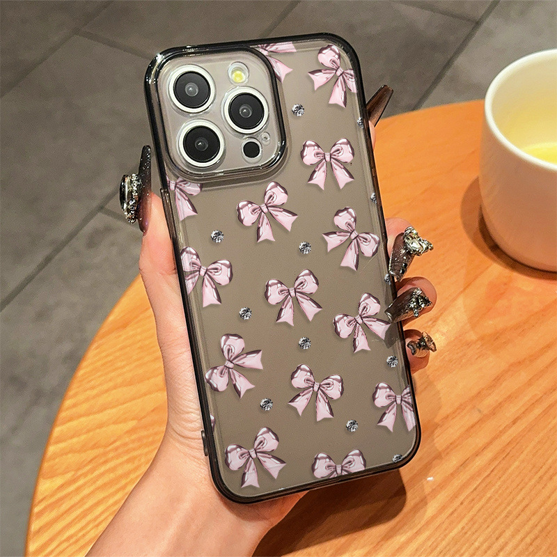 Space Case - Transparent Black - Pink Bow
