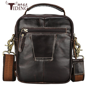Bolso Bandolera de Cuero Genuino para Hombre Tiding, Color Café, Cuero Encerado, con Múltiples Compartimentos, Resistente para Exteriores - Product Image 4