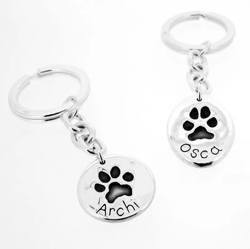 Chaveiros de metal personalizados chaveiros de liga de metal zinco para animais de estimação gato cachorro pata chaveiro