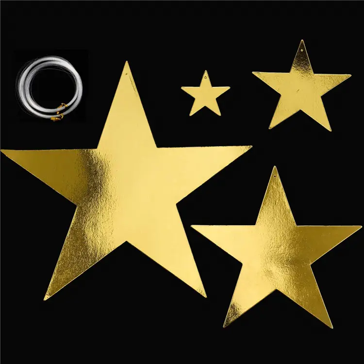 Stelle d'oro ritagli brillanti Glitter Foil Sparkle Hanging cartone Stars Gold Metallic Star cuts