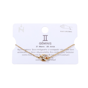 Pulsera de acero inoxidable Gemini con diamantes, joyería del zodiaco en tono dorado de 12 mm para mujer - Product Image 2