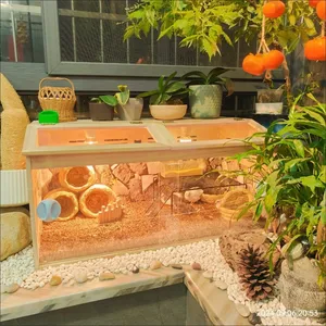 Cage à hamster portable en bois, ouverte en haut, petite maison pour animaux de compagnie avec plaque acrylique pour <span class=keywords><strong>cochon</strong></span> <span class=keywords><strong>d</strong></span>'<span class=keywords><strong>Inde</strong></span> - Product Image 1