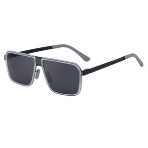2025 nouvelles lunettes de soleil rétro Double pont en <span class=keywords><strong>acier</strong></span> inoxydable cadre carré lunettes de conduite polarisées - Product Image 5
