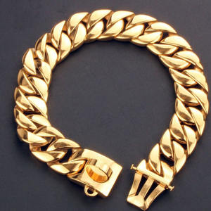 <span class=keywords><strong>Collar</strong></span> de perro cadena cubana de acero inoxidable chapado en oro de 18 quilates de lujo de 32mm DISEÑO DE <span class=keywords><strong>Rottweiler</strong></span> grande con impresión de logotipo personalizado - Product Image 2