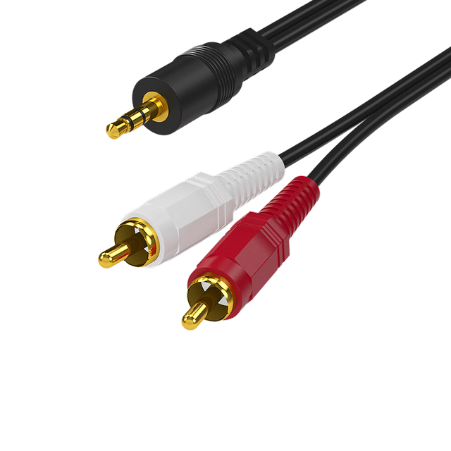 High Quality DC3.5 Aux 2 RCA Male Audio Cable Low Price PVC Jacket Braid Shielded Wire  for DVD Media TV/AV Cable Connection