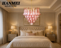 Lustre en verre bleu style Murano, forme longue, luminaire suspendu pour salon, chambre, villa