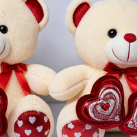 Ensemble de 3 ours en peluche personnalisés en gros, tailles variées, avec décor double cœur, ours blanc et crème mignons pour cadeau d'enfant