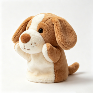 ของเล่นตุ๊กตาหุ่นมือสำหรับสุนัขสีน้ำตาลอ่อนหูนุ่มออกแบบได้ตามต้องการของเล่นแบบโต้ตอบสำหรับเด็กการเล่าเรื่องเพื่อการศึกษา - Product Image 1