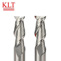 Fraise carrée à deux dents KLT haute performance en carbure monobloc pour aluminium, finition sans copeaux, fraisage à 45°